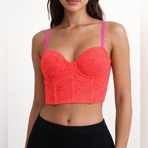 L’AMOUR Bold Lace Corset Crop Tank Top Women’s Sz M NWOT